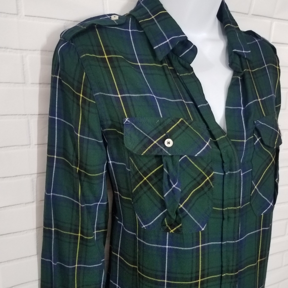Jachs Girlfriend Plaid Green Shirt Dress - Picture 2 of 6